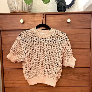 Mango Open knit crochet sweater, short sleeves